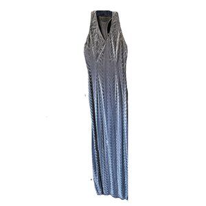 Scott McClintock long silver velvet spandex tank dress